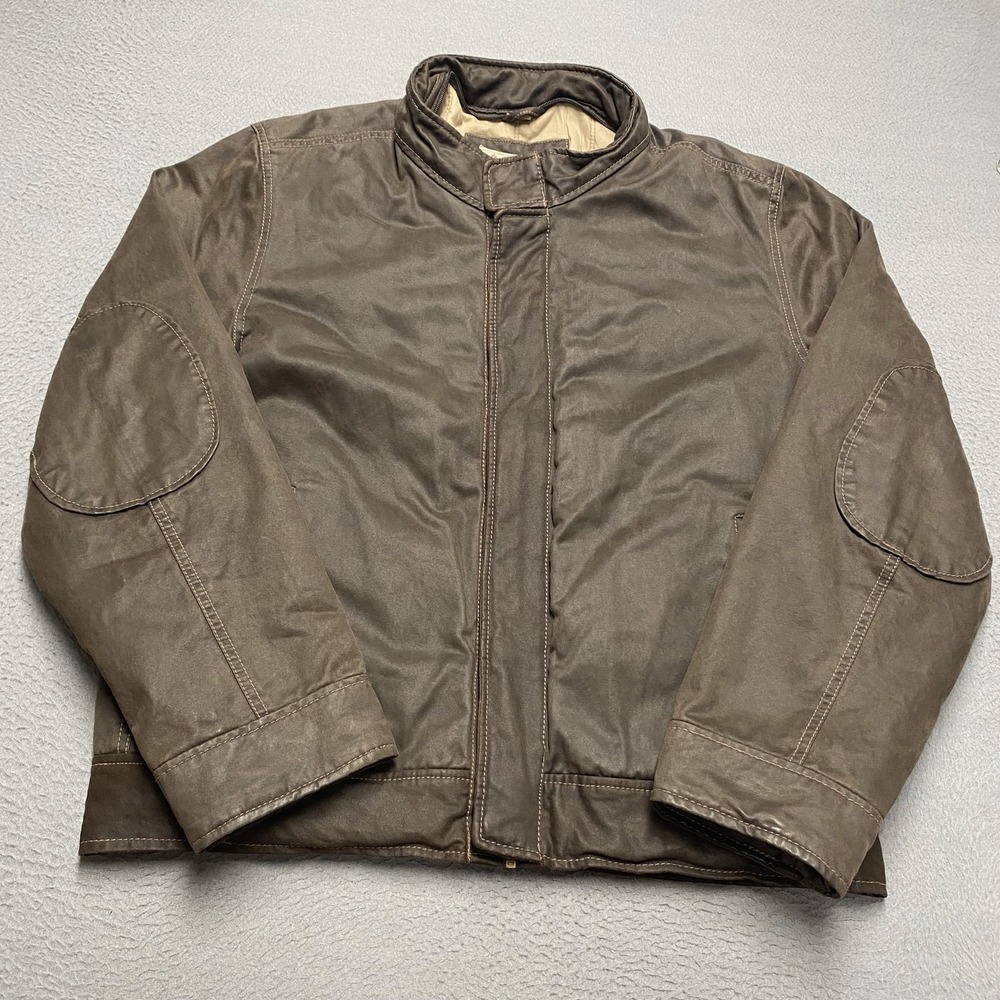 Columbia Jacket Mens Large Brown Canvas Bomber Full Zip Insulated Lined Outdoor